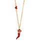 AMO NAPOLI - Collana in Metallo con corno rosso e corona