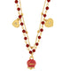 Amo Capri - Collana in Metallo multifilo con campanella fucsia e pietre rosse