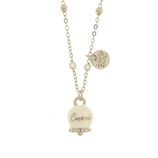 AMO CAPRI - Collana in Metallo con campanella bianca scritta capri