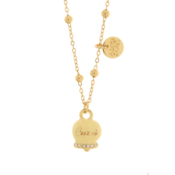Amo Capri - Collana in Metallo con campanella crema scritta capri