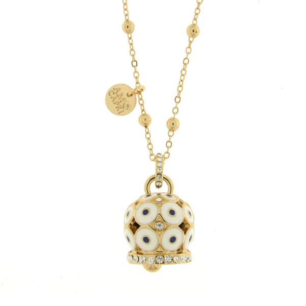 AMO CAPRI - Collana in Metallo con campana a pois bianchi e zirconi grande