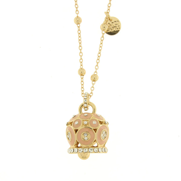 AMO CAPRI - Collana in Metallo con campana a pois rosa e zirconi grande