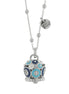 AMO CAPRI - Collana in Metallo con campana a pois blu e azzurro e zirconi grande