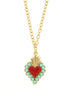 AMO NAPOLI - Collana in Metallo con cuore rosso e contorno verde