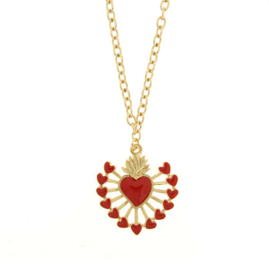AMO NAPOLI - Collana in Metallo con cuore rosso