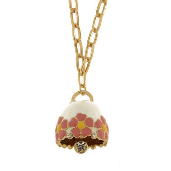 Amo Capri - Collana in Metallo con campanella bianca e fiori