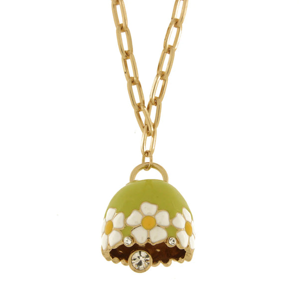 Amo Capri - Collana in Metallo con campanella verde e fiori