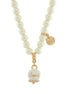 AMO CAPRI - Collana in Metallo con perle e campanella bianca con scritta Capri