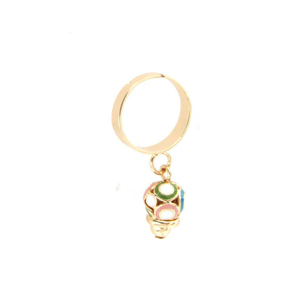 AMO CAPRI - Anello in Metallo con campana portafortuna impreziosita da smalti colorati
