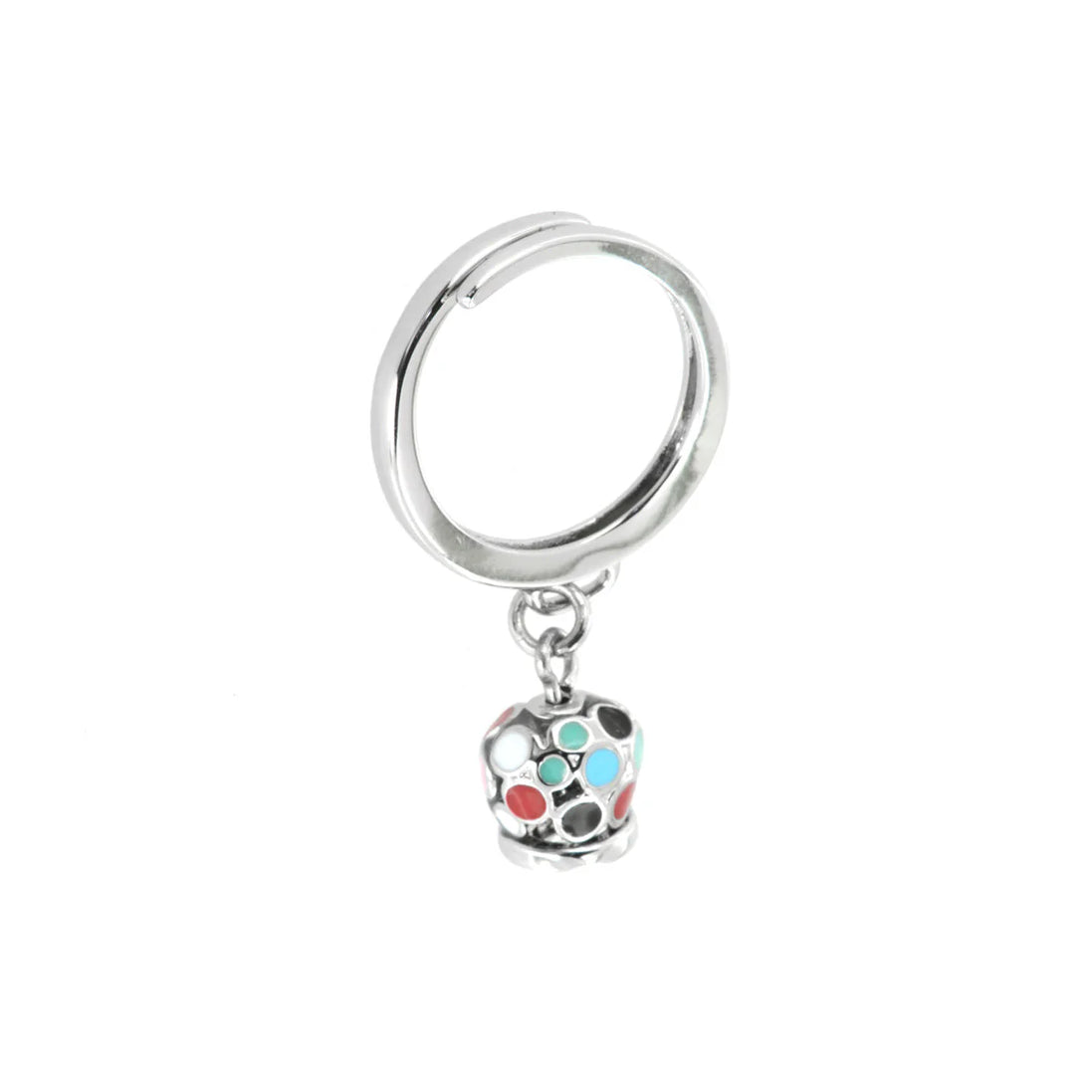 AMO CAPRI - Anello in Metallo con campanella pendente impreziosita da smalti multicolore