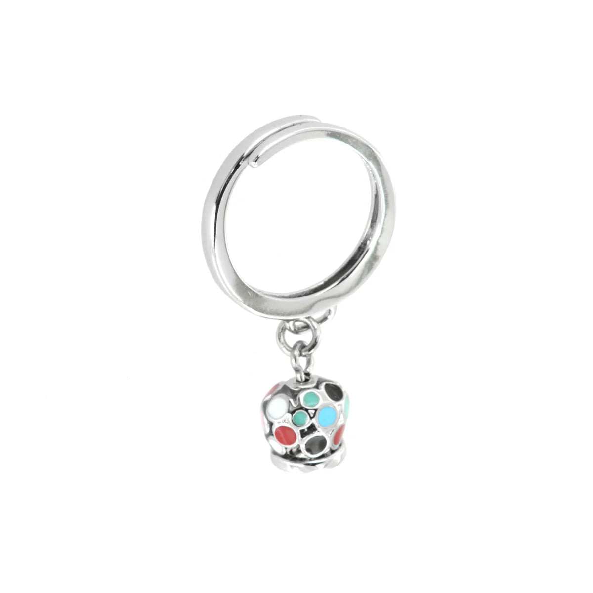 AMO CAPRI - Anello in Metallo con campanella pendente impreziosita da smalti multicolore