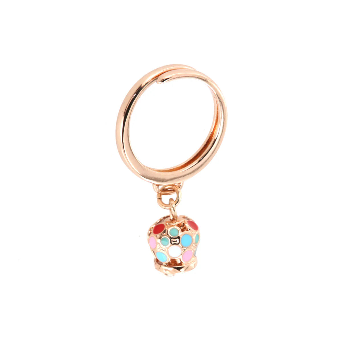 AMO CAPRI - Anello in Metallo con campanella pendente impreziosita da smalti multicolore