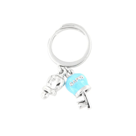Amo Capri - Anello in Metallo con lucchetto a campanella e chiave in smalto turchese