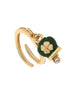AMO CAPRI - Anello in Metallo con campanella portafortuna verde con quadrifoglio