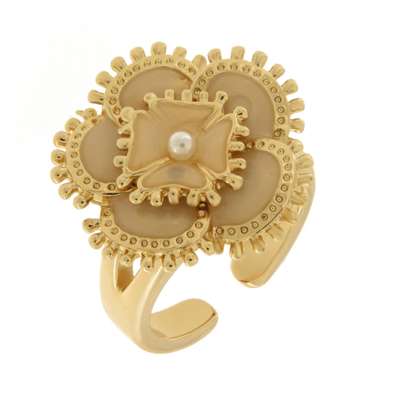 Amo Capri - Anello in Metallo con fiore placcato oro