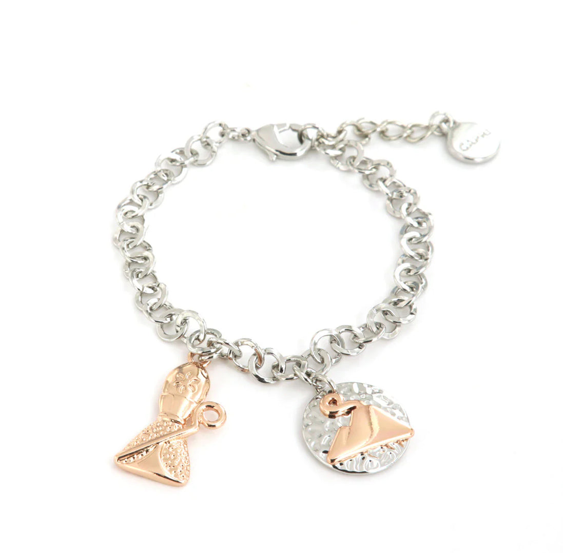 AMO NAPOLI - Bracciale in Metallo con San Gennaro pendente e medaglia con vesuvio