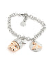 AMO NAPOLI - Bracciale in Metallo con maschera pulcinella pendente e medaglia con vesuvio