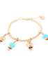 Amo Capri - Bracciale in Metallo maglia sfere, con ciondoli campanelle portafortuna, impreziosite da smalto turchese e cristalli
