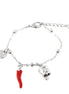 AMO CAPRI - Bracciale in Metallo con campanella e corno in smalto rosso