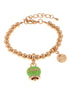 Amo Capri - Bracciale in Metallo con campanella portafortuna verde lime, con scritta Capri
