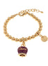 Amo Capri - Bracciale in Metallo con campanella pendente viola con scritta Capri