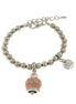 AMO CAPRI - Bracciale in Metallo con campanella portafortuna rosa antico, con scritta Capri