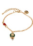 AMO CAPRI - Bracciale in Metallo con cuore e campanella portafortuna verde con quadrifoglio