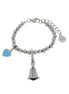 AMO NAPOLI - Bracciale in Metallo con pendente san gennaro e cuore azzurro