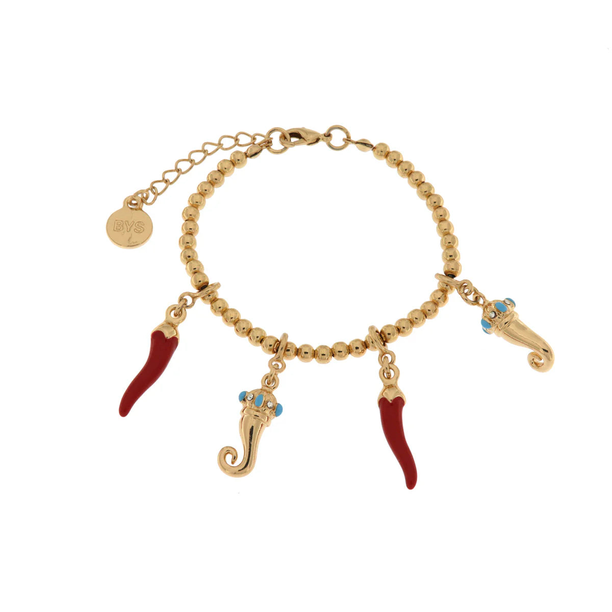 AMO NAPOLI - Bracciale in Metallo con corni colorati