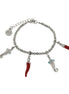 AMO NAPOLI - Bracciale in Metallo con cornetti portafortuna in smalto rosso
