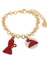 AMO NAPOLI - Bracciale in Metallo con San Gennaro e pendente a forma di Vesuvio