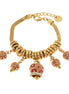 Amo Capri - Bracciale in Metallo con campanelle colorate in smalto rosa e cristalli bianchi