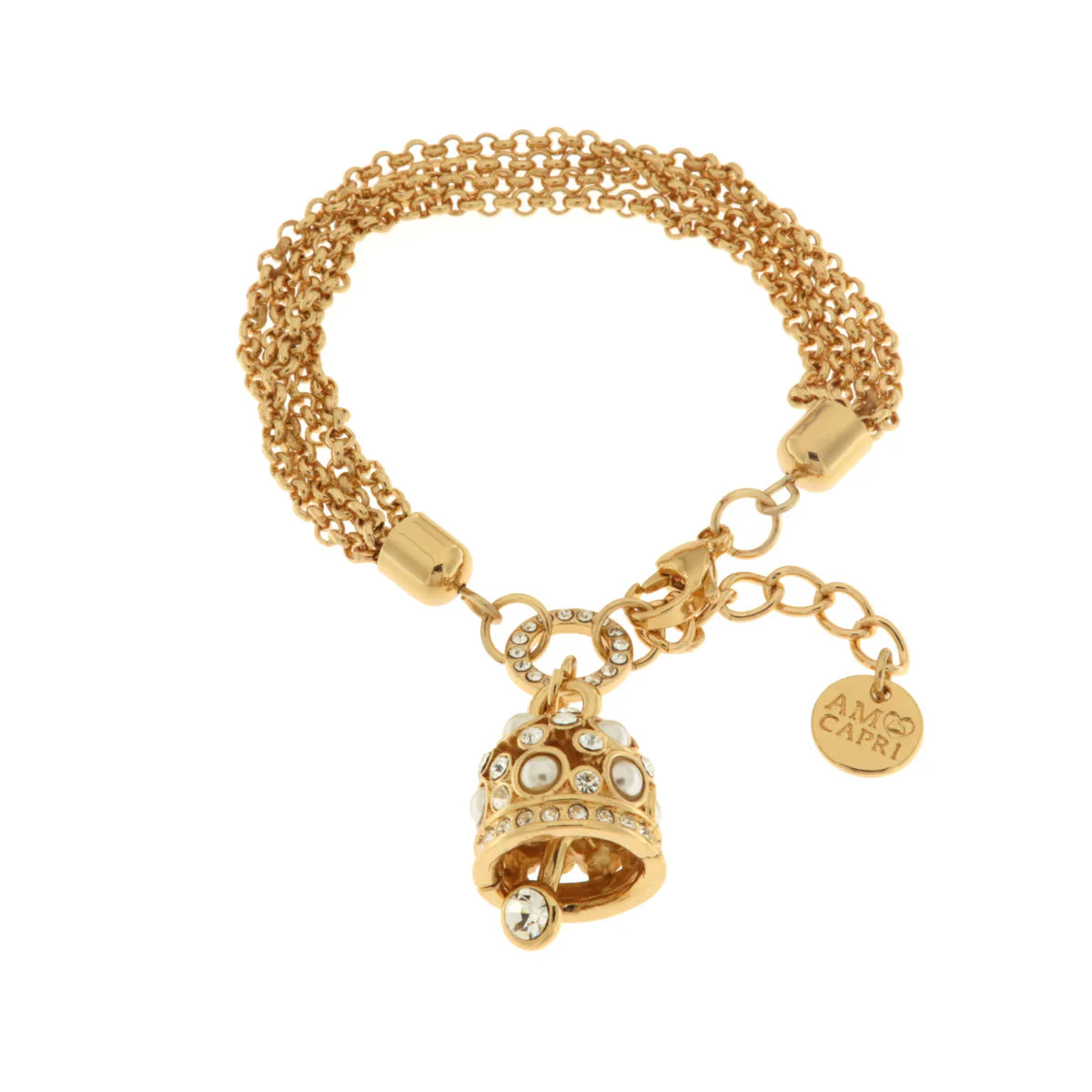 Amo Capri - Bracciale in Metallo campanella con cristalli bianchi