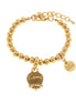 AMO CAPRI - Bracciale in Metallo con campanella scritta capri pendente impreziosita da cristalli e smalto caffè