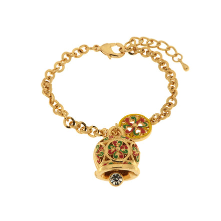Amo Capri - Bracciale in Metallo con campanella portafortuna impreziosita da maioliche colorate