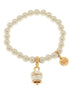 AMO CAPRI - Bracciale in Metallo Bracciale in Metallo con perle e campanella portafortuna in smalto bianco con scritta Capri
