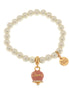 AMO CAPRI - Bracciale in Metallo Bracciale in Metallo con perle e campanella portafortuna in smalto rosa con scritta Capri