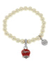 AMO CAPRI - Bracciale in Metallo Bracciale in Metallo con perle e campanella portafortuna in smalto rosso con scritta Capri
