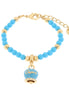 Amo Capri - Bracciale in Metallo con campanella smaltata turchese e perline