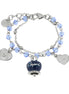AMO CAPRI - Bracciale in Metallo con campana smaltata blu e cuoricini pendenti