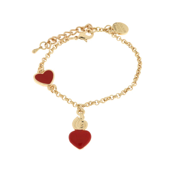AMO NAPOLI - Bracciale in Metallo con cuore sacro rosso