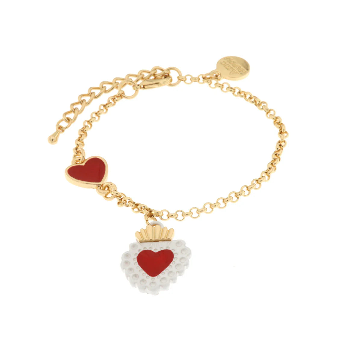 AMO NAPOLI - Bracciale in Metallo con cuore sacro pendente