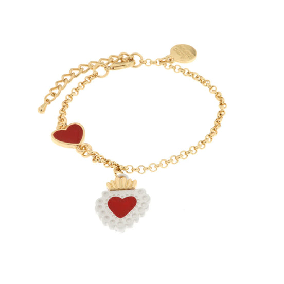 AMO NAPOLI - Bracciale in Metallo con cuore sacro pendente