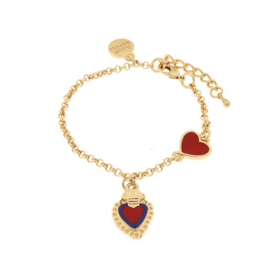 AMO NAPOLI - Bracciale in Metallo con cuore sacro pendente