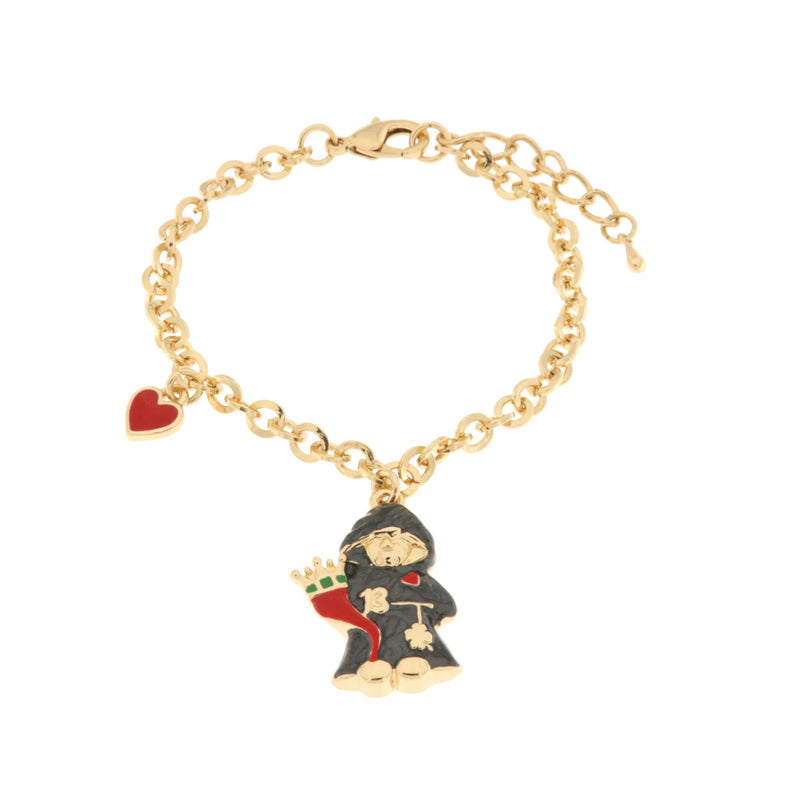 AMO NAPOLI - Bracciale in Metallo con munaciello e cornetto