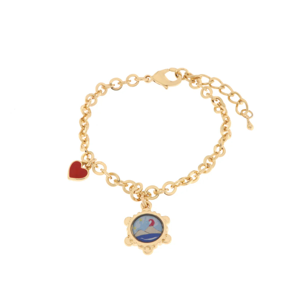 AMO NAPOLI - Bracciale in Metallo con Vesuvio disegnato in un tamburello