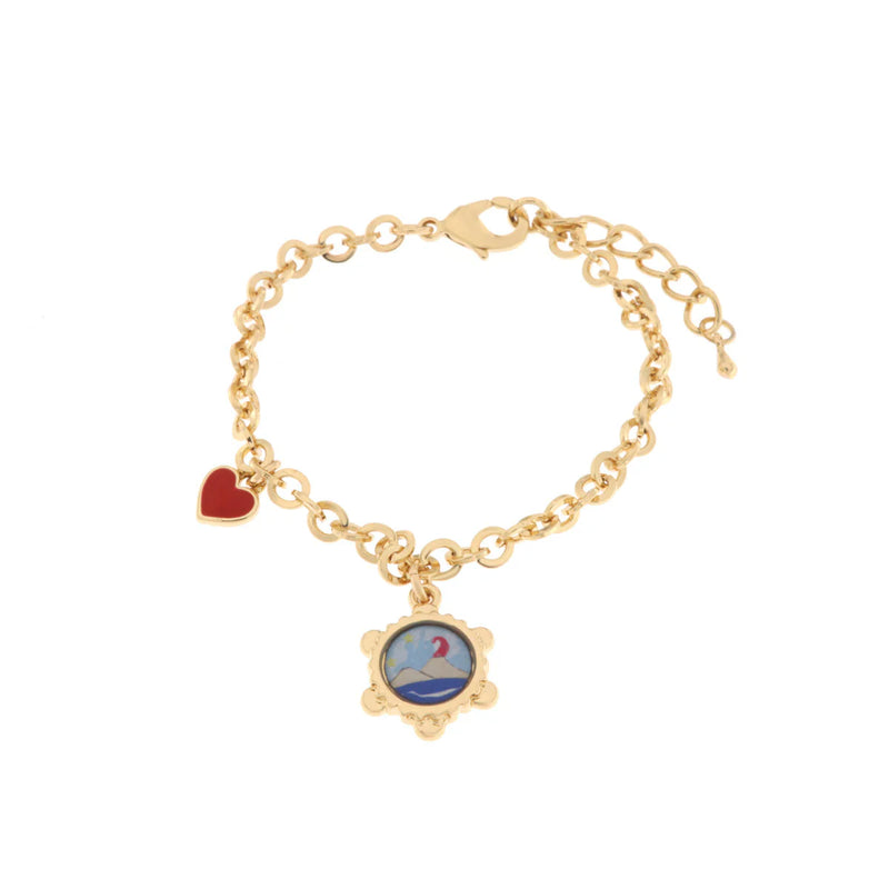 AMO NAPOLI - Bracciale in Metallo con Vesuvio disegnato in un tamburello