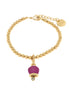 Amo Capri - Bracciale in Metallo maglia a sfere con campanella portafortuna pendente impreziosita da cristalli