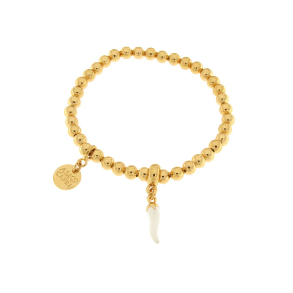 AMO NAPOLI - Bracciale in Metallo con cornetto bianco