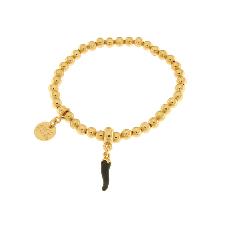 AMO NAPOLI - Bracciale in Metallo con cornetto nero